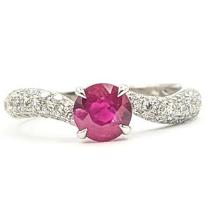 Anillo Bypass Birmania con rubí y diamantes en oro blanco de 18k - GIA 1232927526
