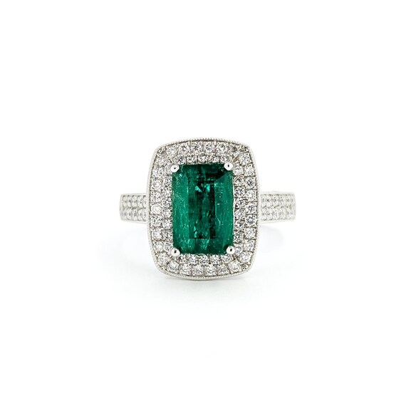 Statement Emerald & Diamond Ring in Platinum - image 1