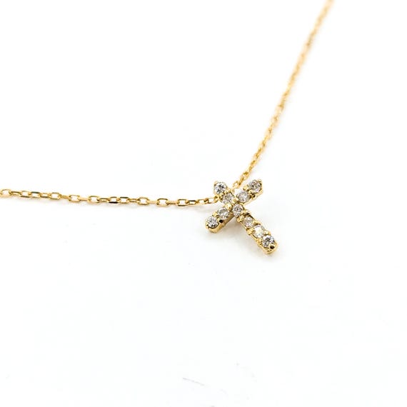 Cross Diamond Pendant in 18k Yellow Gold - image 5