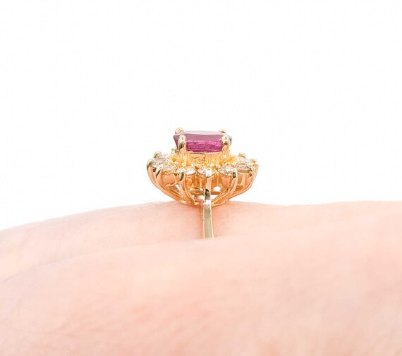 Ruby & Diamond Halo Ring in 14k Yellow Gold - Ova… - image 4