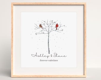 Personalized Cardinal Couple Print | Anniversary or Valentine's Day Gift