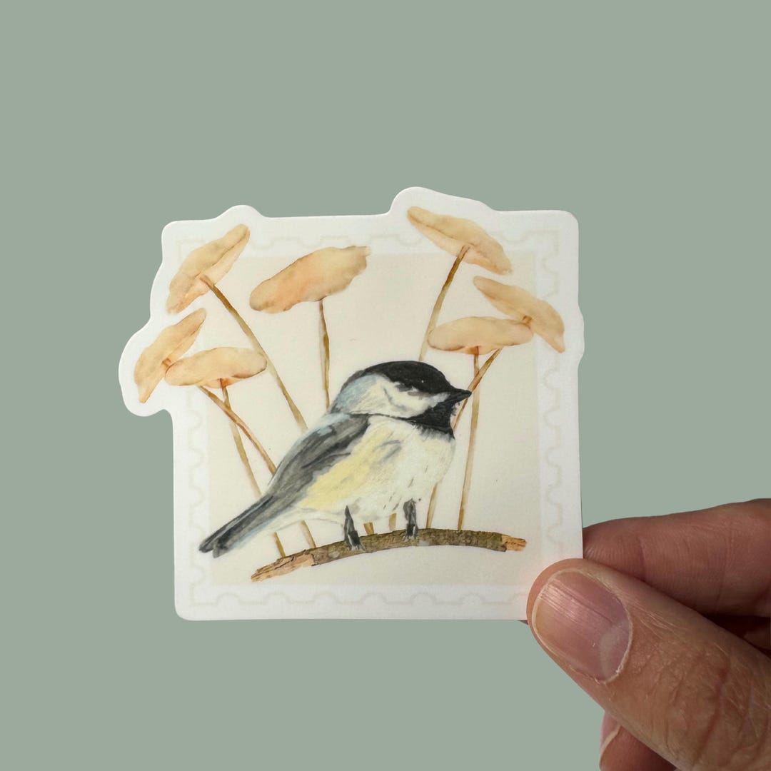 Chickadee Mushroom Vinyl Decal Sticker for Water Bottle, Laptop ...
