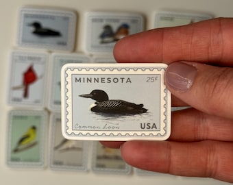 Common Loon Art Stamp Sticker | Minnesota State Bird | Decal for Water Bottle, Laptop, Tablet, Scrapbook