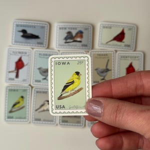 Goldfinch Art Stamp Sticker | Iowa State Bird | Decal for Water Bottle, Laptop, Tablet, Scrapbook