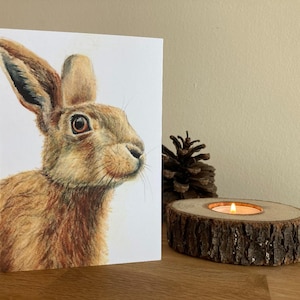Carte de voeux lièvre, lapin de Pâques animalier, lapin des prés, carte d'anniversaire lièvre de mars, imprimé animal aquarelle