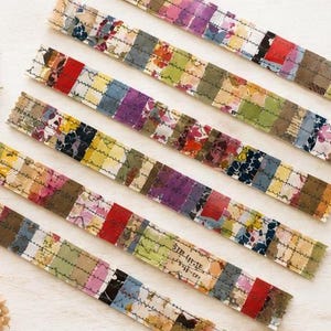 Handmade Stitched Collage Strips | Junk Journal Embellishments | Mixed Media Paper Craft Supplies image 5
