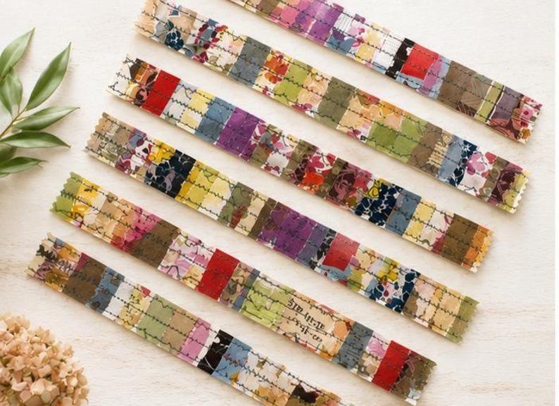 Handmade Stitched Collage Strips | Junk Journal Embellishments | Mixed Media Paper Craft Supplies image 5