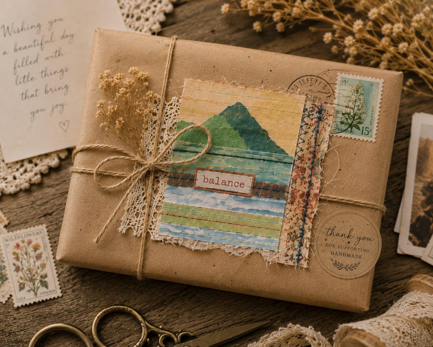 Handmade Stitched Collage Clusters | Junk Journal Ephemera | Mixed ...