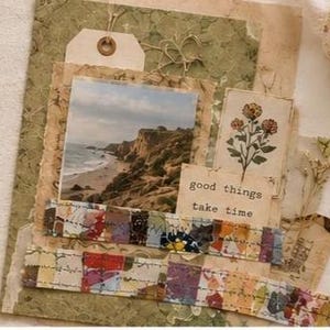Handmade Stitched Collage Strips | Junk Journal Embellishments | Mixed Media Paper Craft Supplies image 8