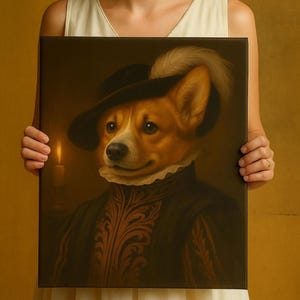 Custom Pet Portrait Painting Canvas, Renaissance Pet Portrait from Photo, Royal Pet Painting Digital Art, Portrait Art Design,Pet Lover Gift