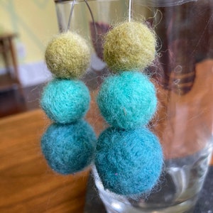 Needle felted ball earrings