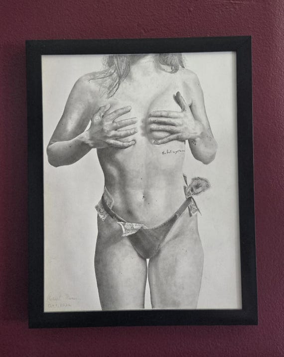 Original Artwork Female Figure Pencil Drawing