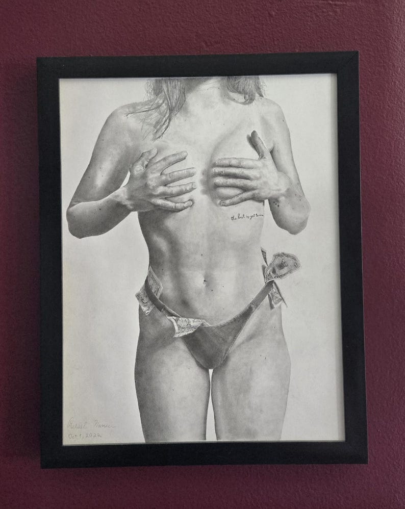 Original Artwork Female Figure Pencil Drawing image 1