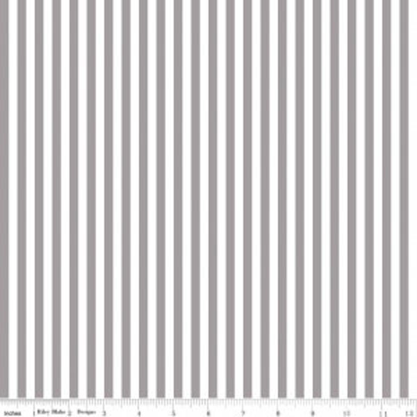 1/4" GRAY and WHITE Stripe Fabric - Riley Blake Stripes - Baby Girl - Baby Boy - 100% Cotton Fabric - Quilting Fabric - By The Yard