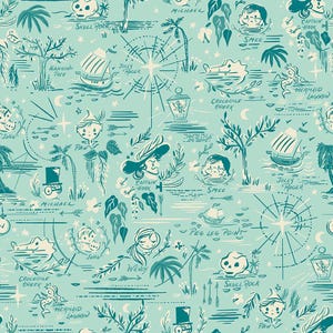 Riley Blake – Forever Neverland – Neverland Map in Songbird by Jill Howarth – Peter Pan, Pirates, Quilting Cotton – C15902-SONGBIRD