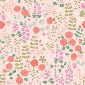 Rose Garden Cotton Fabric: Blush Floral Print, Riley Blake New Dawn