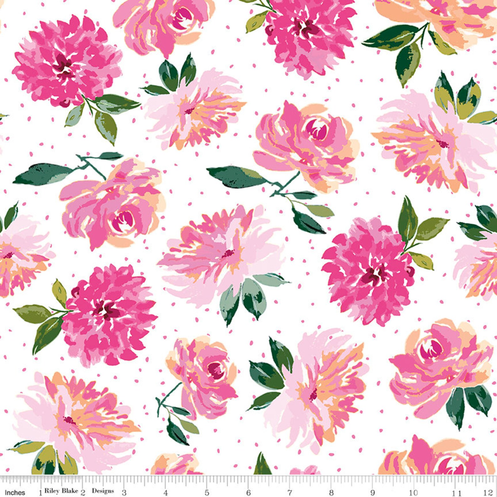 Watercolor Floral Fabric White LUCY JUNE Flowers By Lila Tueller For watercolor-floral-fabric-white-lucy-june-flowers-by-lila-tueller-for