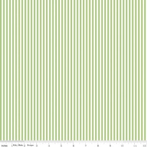 1/8" GREEN and WHITE Stripe Fabric by Riley Blake Designs - Green Stripes - Tiny Stripes - Narrow Stripes - 100% Quilting Cotton