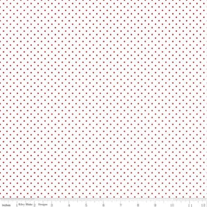 Swiss Dot On White Red - Red and White Polka Dot - Quilting Cotton Fabric - Red Fabric - Christmas Fabric