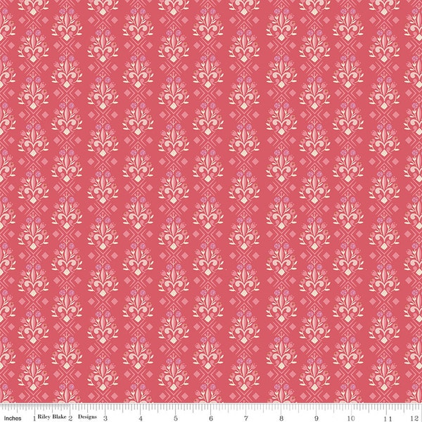 Beauty & the Beast - Riley Blake - Fleur-de-lis DARK PINK by Jill Howarth - Floral - Storybook - Fairy Tale - Quilting - 100% Cotton Fabric