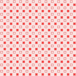 May include: A seamless pattern with a repeating design of red stars on a light pink background.