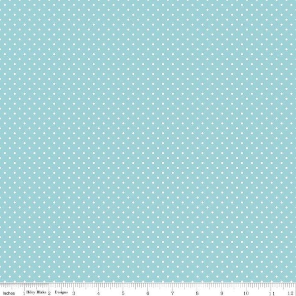 AQUA Swiss Dot - by Riley Blake - White on Aqua Swiss Dot - Blue Polka Dot Fabric - 100% Cotton Quilting Fabric - Choose Your Cut