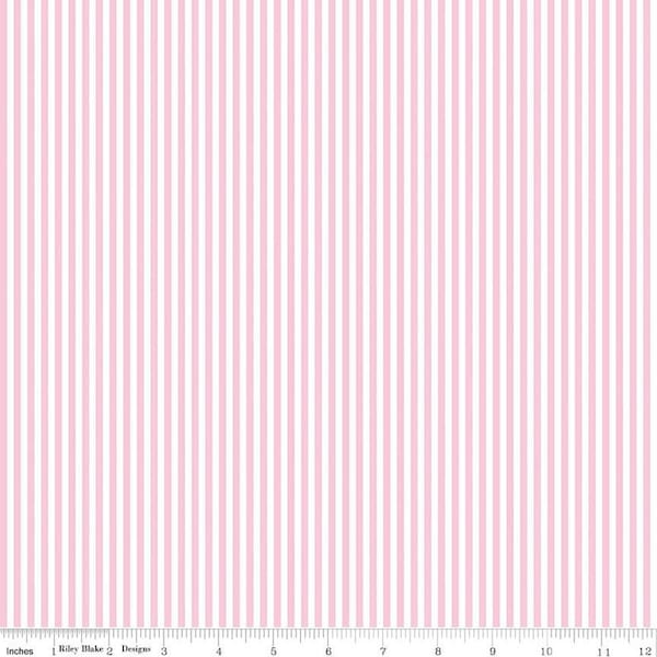 1/8" PEONY PINK and WHITE Stripes by Riley Blake Designs - Baby Girl Nursery Fabric - 100% Cotton Quilting Fabric - Pink Fabric