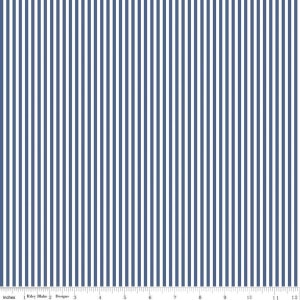 Riley Blake 1/8″ Denim Blue and White Stripe Fabric – 1/8″ Quilting Cotton for Quilts, Apparel, Home Décor – C555-DENIM