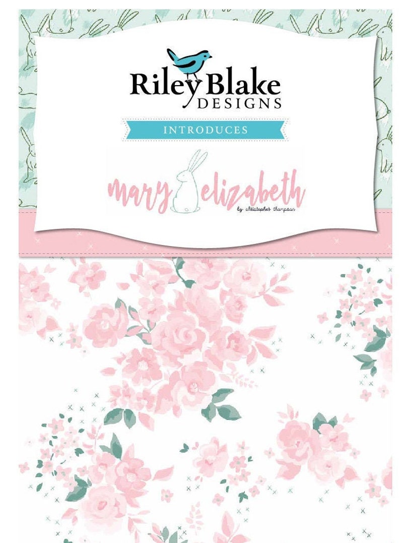 Mary Elizabeth Bunnies by Christopher Thompson for Riley Blake Designs Baby Girl Fabric Quilting Cotton Pink Bunny Fabric for Easter
