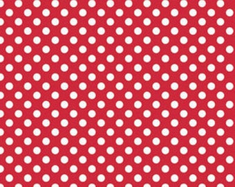 For Sewing Quilting Sold By The Half Yard! Tiny Small Polka Dots Polkadots White Red Valentines Day 100/% Cotton MINI DOTS FABRIC