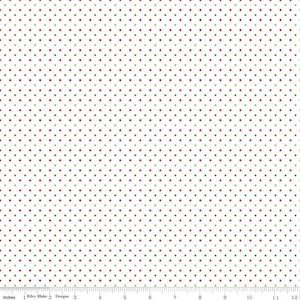 Riley Blake - Swiss Dot On White Christmas - Red and Green Dots - Holiday Fabric - Quilting - 100% Cotton