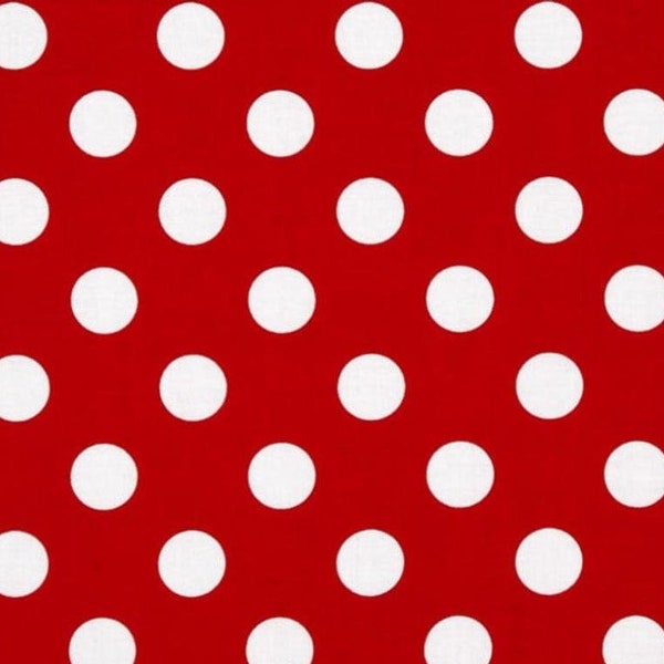 RED and WHITE Medium Dots by Riley Blake - 3/4" White on Red Polka Dots - Christmas - Minnie Mouse - Red Fabric - 100% Cotton Quilting