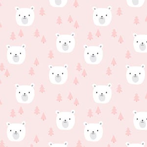 Riley Blake Flannel - Bears with Pink Trees - 100% Cotton - Quilting, DIY Burp Cloths, Bibs and Blankets