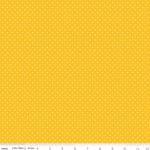 MUSTARD Swiss Dots by Riley Blake designs - White on Mustard Yellow Swiss Dots - Tiny Dots - Yellow Polka Dots - 100% Cotton Quilting