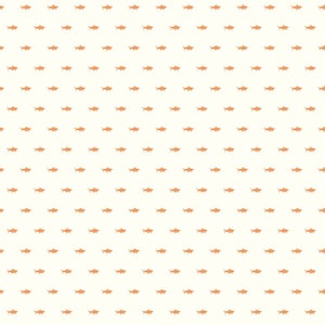 May include: A white background with a repeating pattern of orange shark silhouettes.