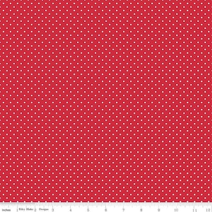 RED Swiss Dot by Riley Blake - White on Red Swiss Dot - Red and White Polka Dot - Quilting Cotton Fabric - Red Fabric - Christmas Fabric
