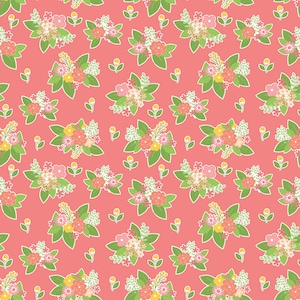 Riley Blake - VINTAGE ADVENTURE Floral in Pink by Beverly McCullough - Vintage Floral - 100% Cotton Quilting Fabric - C7274