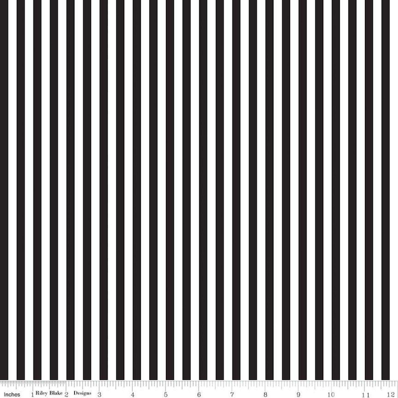 1/4 BLACK and WHITE Stripe Fabric by Riley Blake Designs Etsy