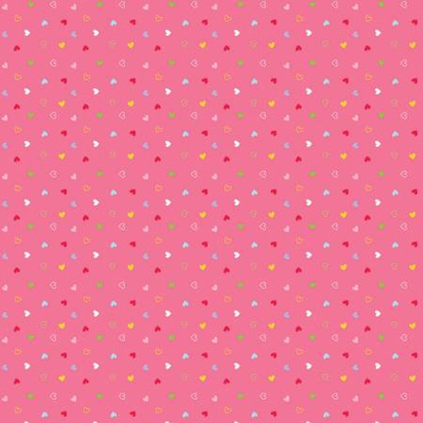 Once Upon A Time PINK HEARTS Flannel Fabric by Riley Blake - Unicorns - Rainbows - 100% Cotton Flannel for Quilting - Little Girls Fabric