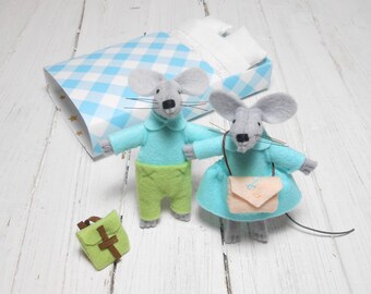 Mice family mouse in a matchbox felted mouse stuffed animals felt animals hand made doll mice miniature mouse felt kit