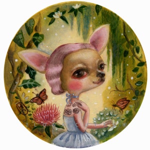 Mademoiselle Sophie, Chihuahuas, Dog Art, Whimsical, Dog Portrait, Fantasy Art, Magical Surrealism by Ilona Cutts image 1