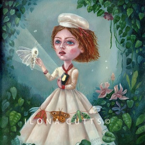 The Visionary, Giclee, Limited Edition Print, Paper print, moths, pop surrealism, low brow, contemporary art, Ilona Cutts