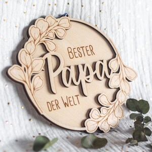 Holzschild bester Papa, Geschenkidee zum Vatertag, kleines Geschenk Vater, Schwangerschaft verkünden für werdenden Papa