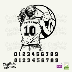 Jugador de baloncesto personalizado Svg, jugador de baloncesto femenino Svg, baloncesto Svg, chica de baloncesto Svg, juego de baloncesto Svg, Cricut