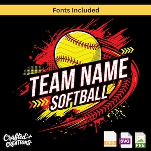 Softboll SVG PNG EPS, lagmaskotlogotypdesign (digital klippfil nedladdning)