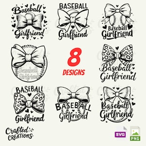 Pacchetti PNG SVG Baseball Girlfriend, Baseball con fiocco leopardato Svg, Baseball Svg, Baseball Game Day Svg, File di taglio Cricut, Silhouette
