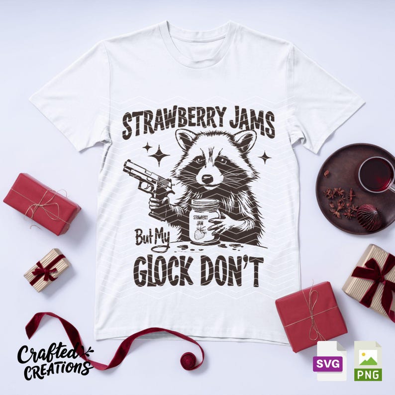 Strawberry Jams Raccoon Meme SVG PNG, Sarcastic Design (Digital Download) image 3