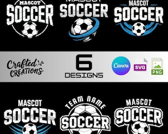 Pacchetto di modelli di logo di squadre di calcio SVG PNG Canva (download digitale)