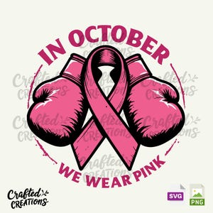 Pink Boxing Gloves SVG PNG files, Pink Boxing Gloves Clipart, Fight Cancer Pink Ribbon Svg, Pink Out Svg, Breast Cancer Awareness Svg