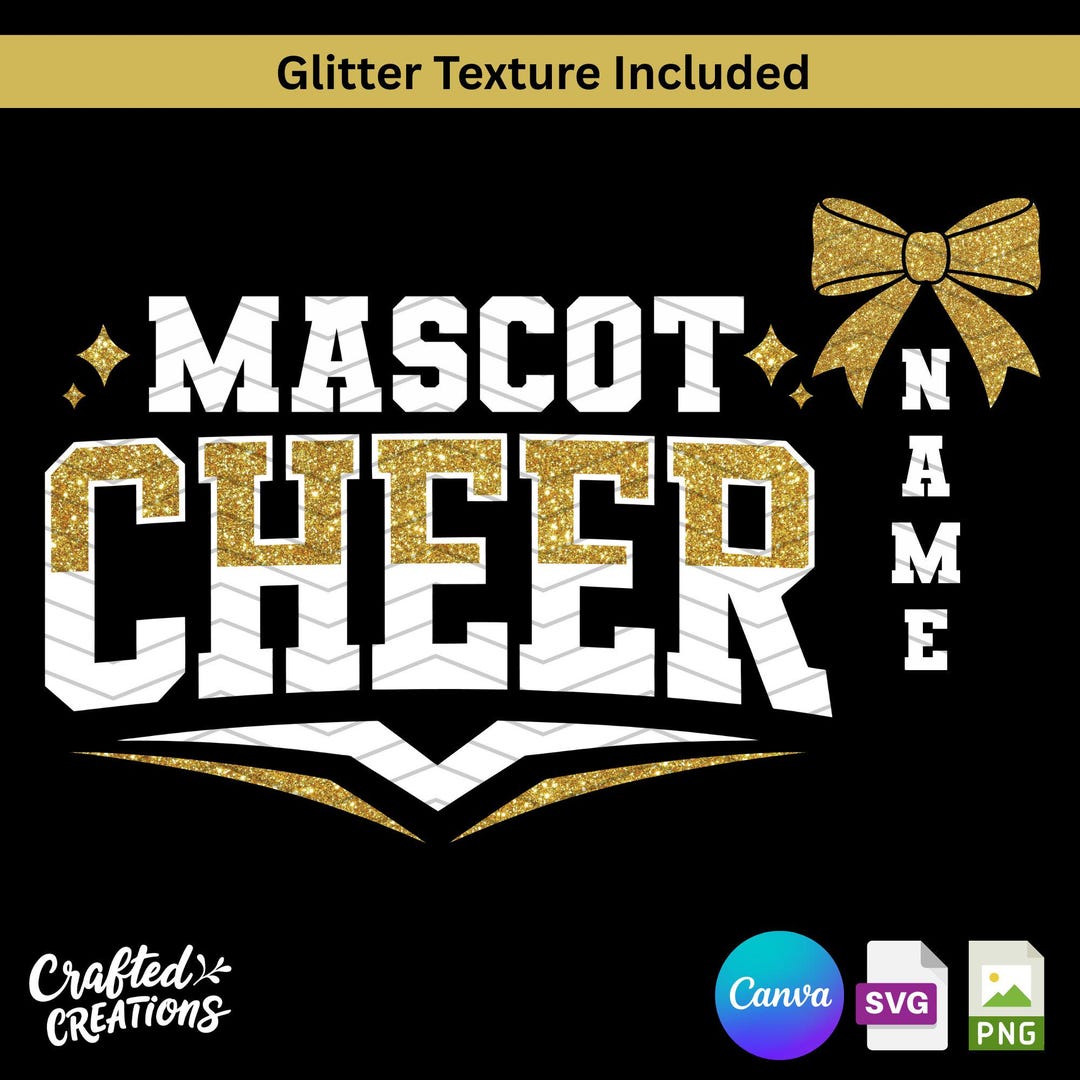 Personalized Cheer SVG PNG: Glitter Mascot, Cheerleader Design (canva ...